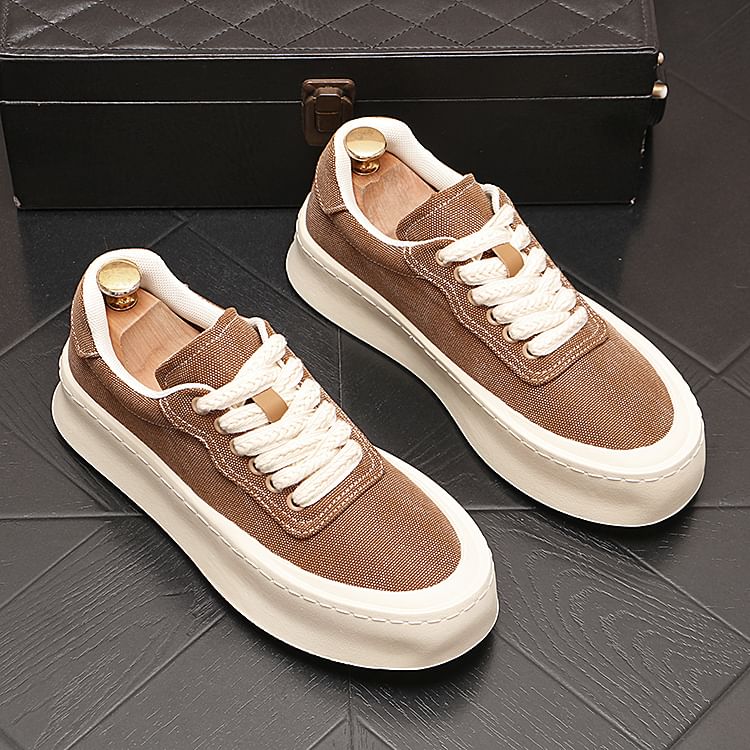 Mr Ozera - Canvas veterschoenen met platform