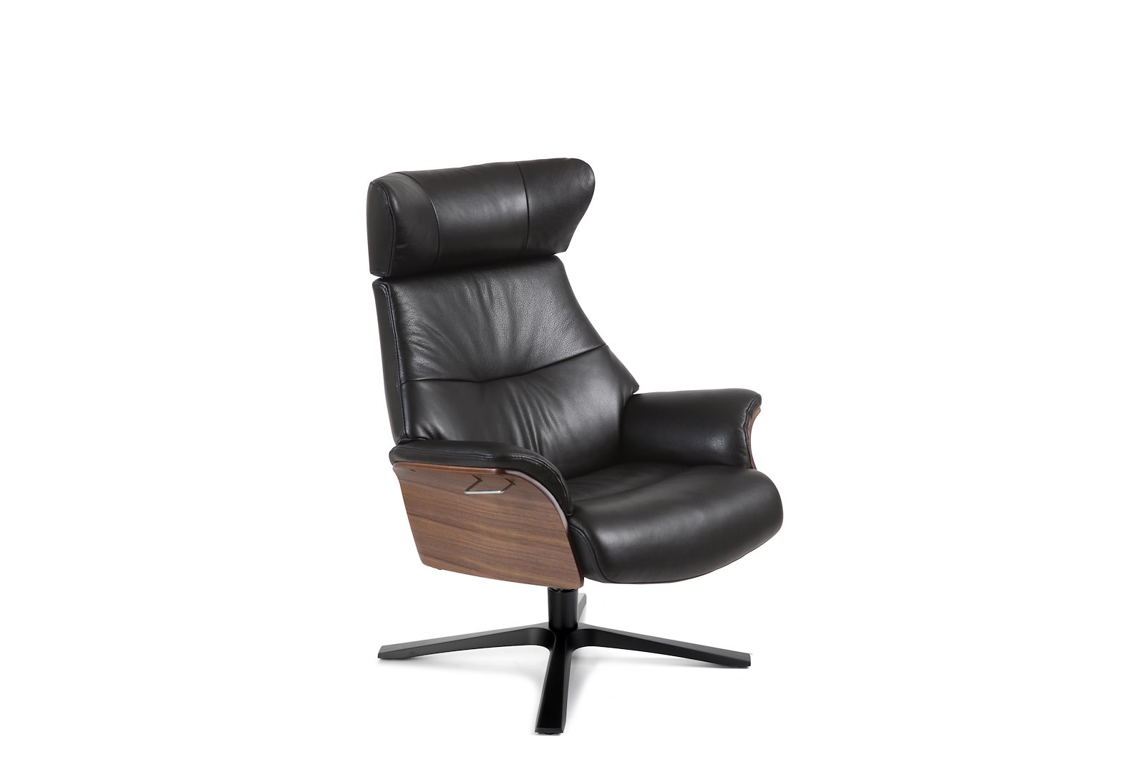 Air lenestol I hud Zero 2534-89 Black, Quattro svingfot sort alu. Skrog i valnøtt