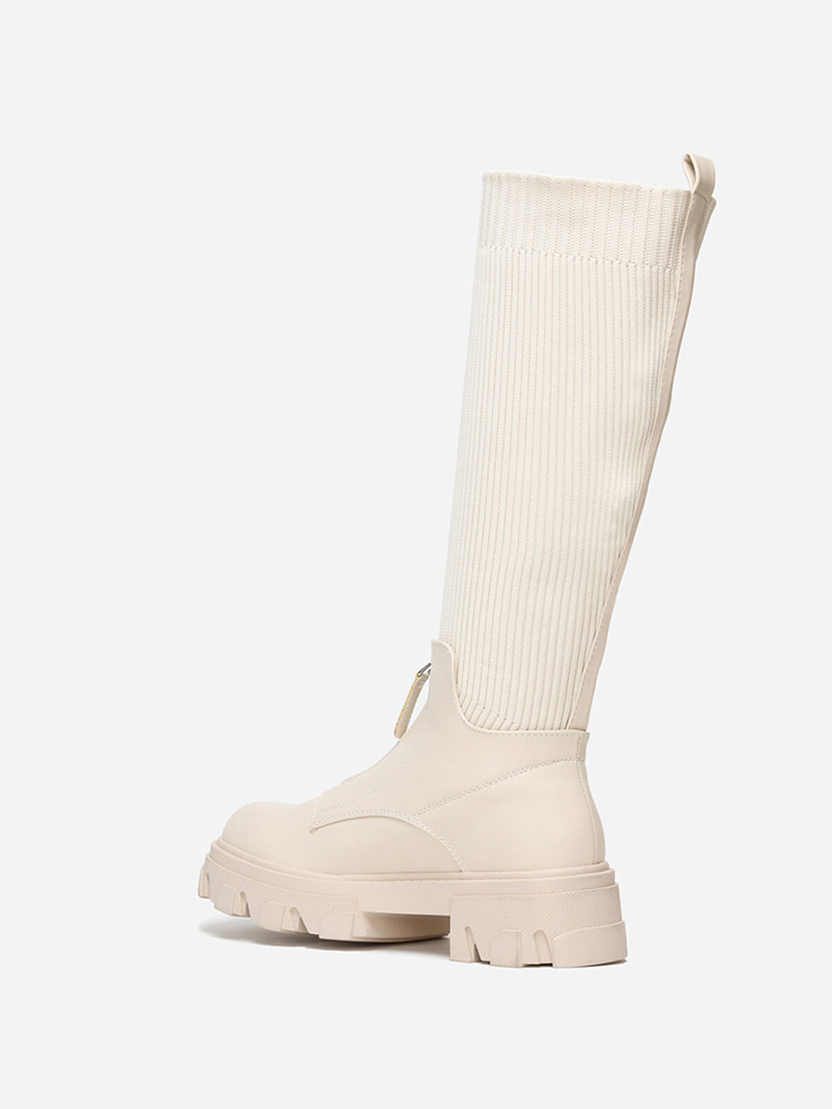 Bottes chaussettes zippées devant- Beige