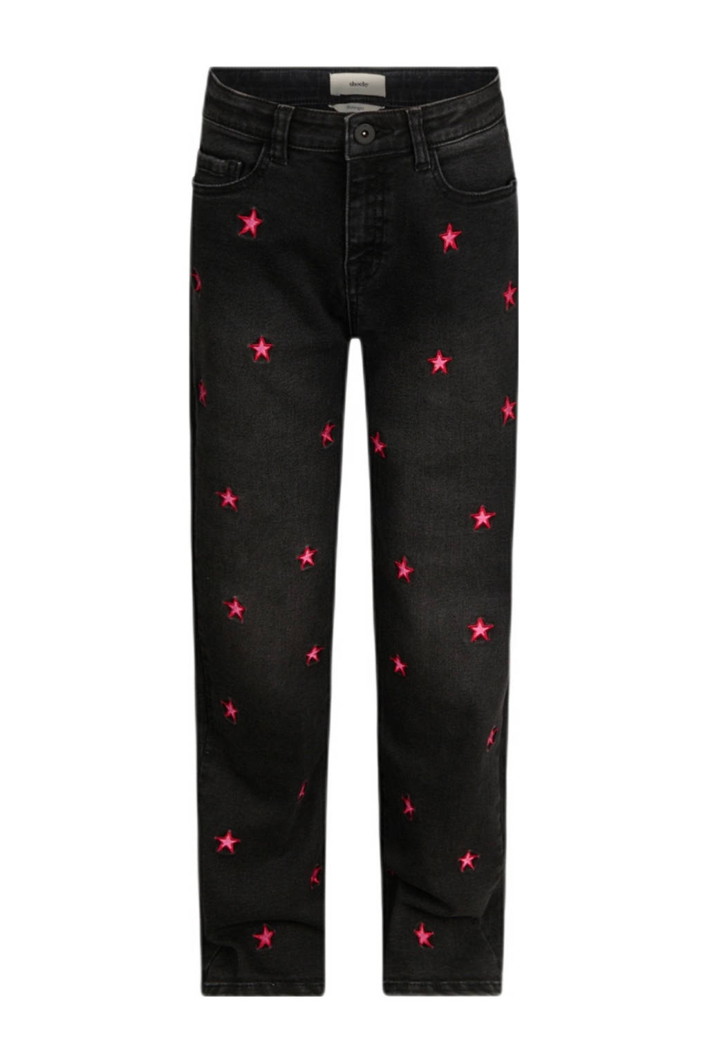 Shoeby high waist straight leg jeans grey denim/roze
