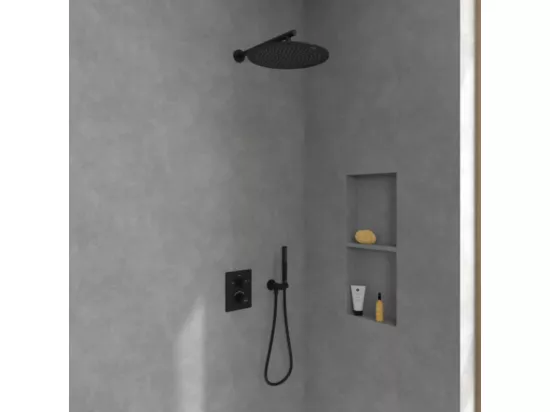 Façade thermostatique 2 voies VILLEROY ET BOCH Universal rectangle Noir mat + corps encastré