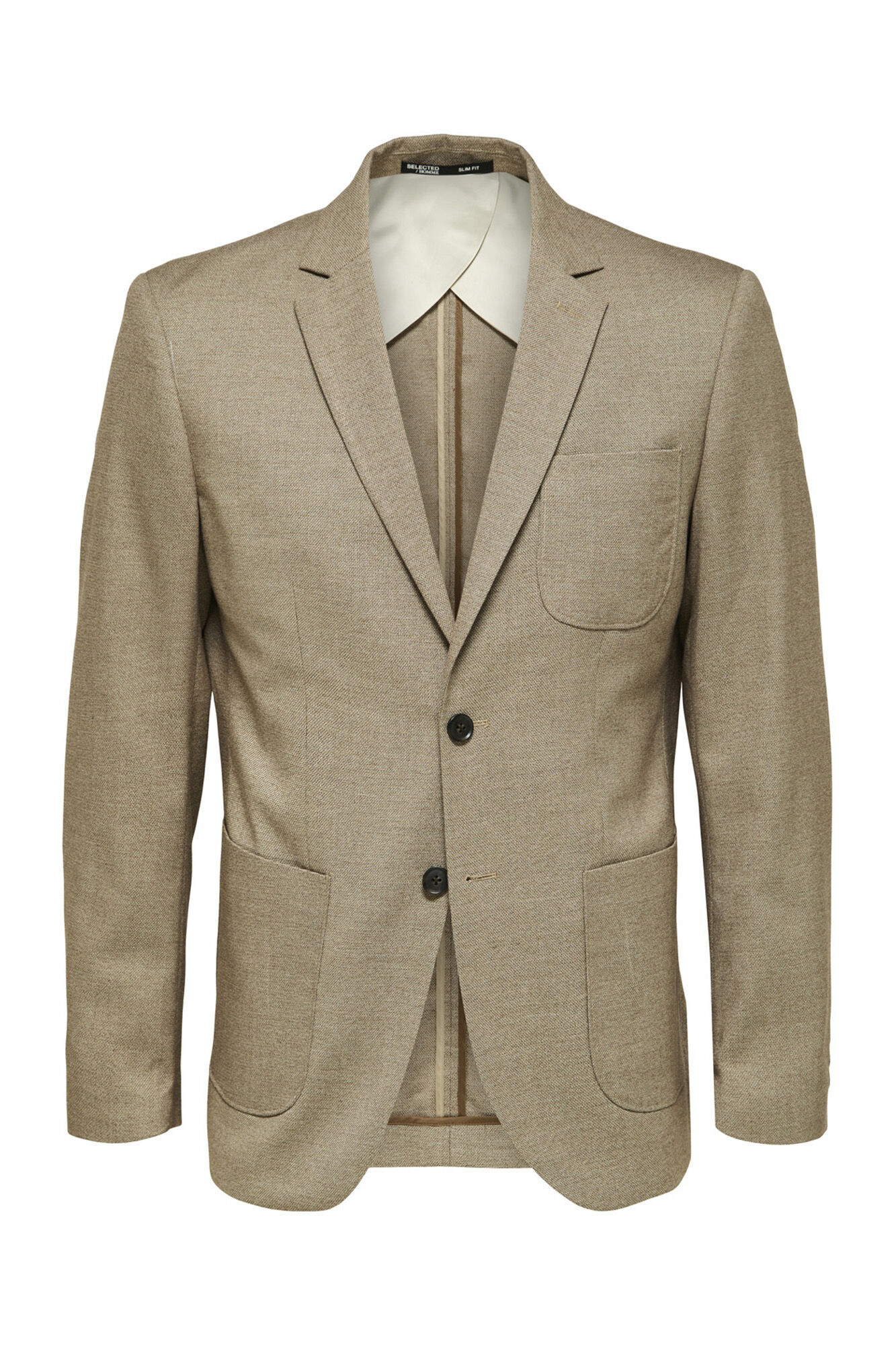 Blazer slim fit confeccionado com materiais reciclados - Marrom