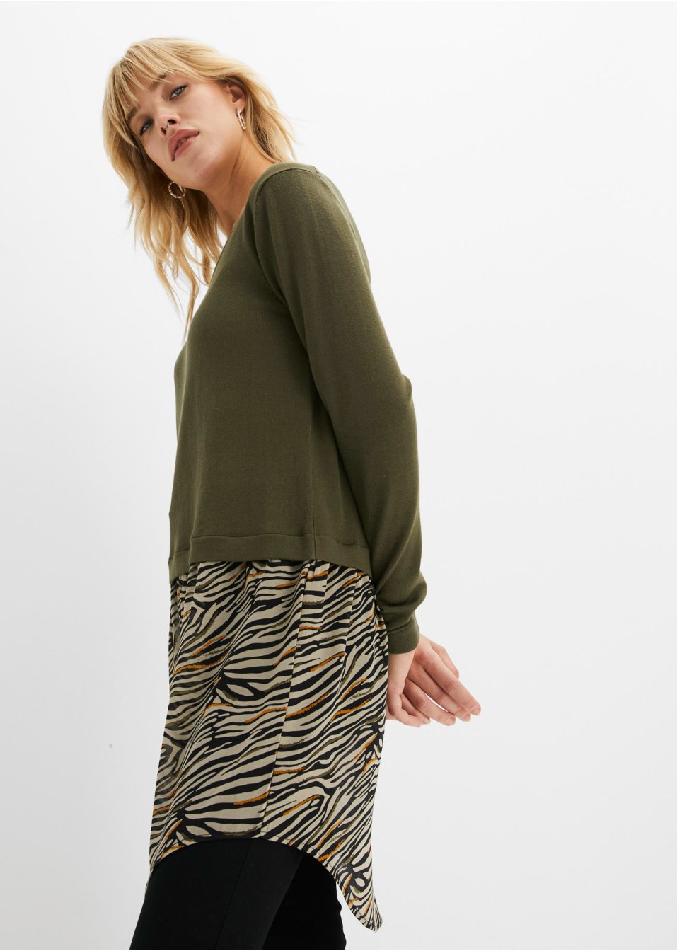 Pull avec empiècement jupe avec viscose