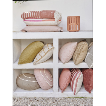 Sierkussen rond schelp bruin - h10xd45cm