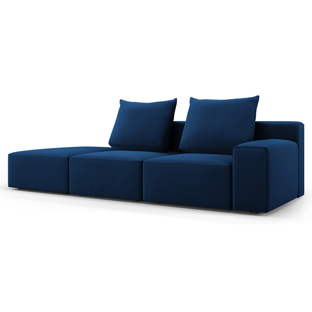 Mazzini Sofas Canapé Gauche en Velours Ivy 4 Places bleu roi - 265x105x89 cm