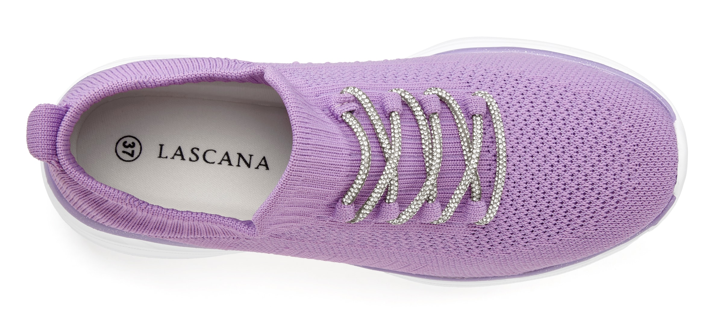 LASCANA Sneaker »Slip-On-Sneaker, Slipper, Freizeitschuh,«  mit modischer Glitzerschnürung VEGAN