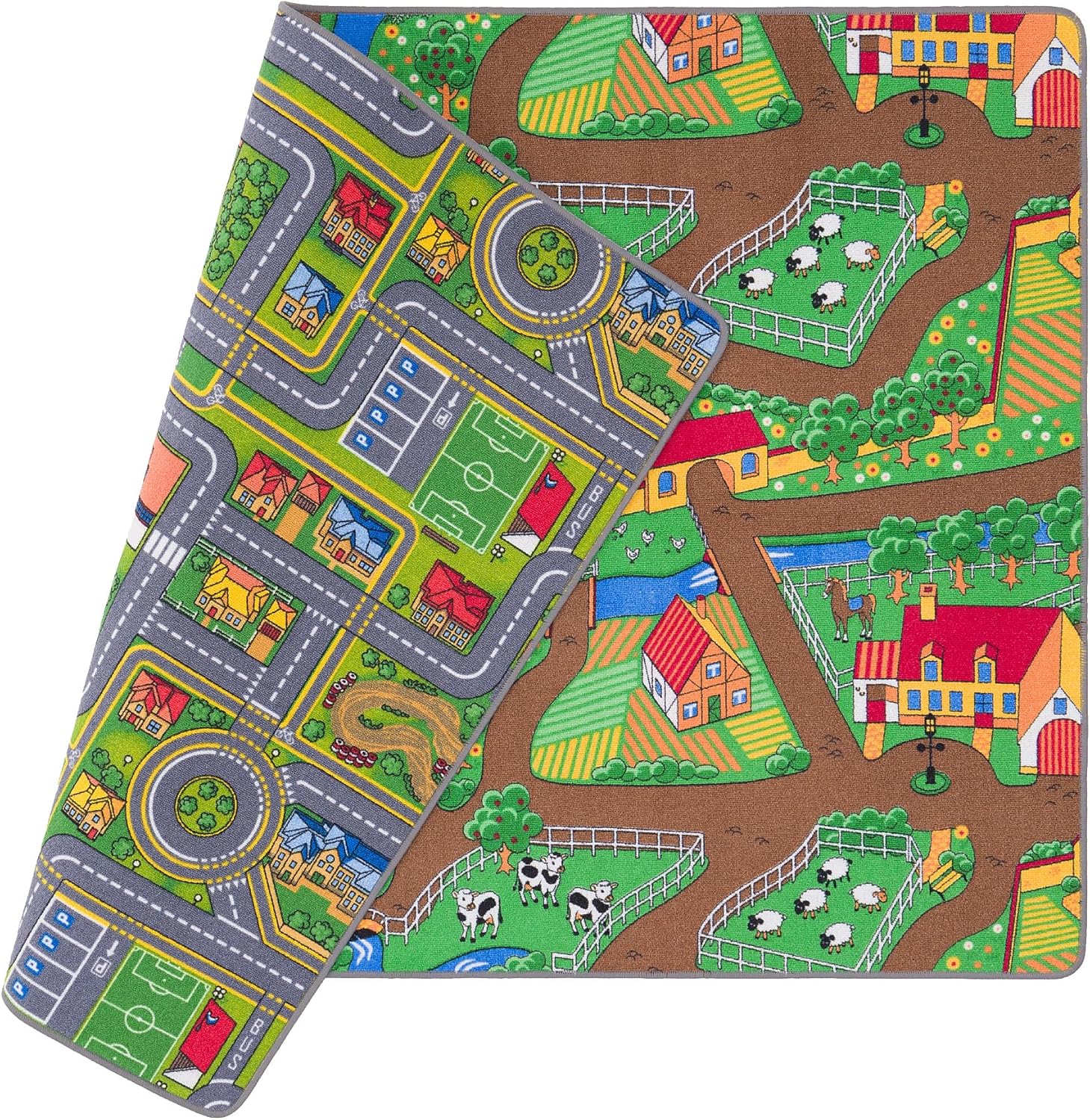 Pergamon Straßenteppich Beidseitig Kinder Spielteppiche für Kinderzimmer und Spielzimmer