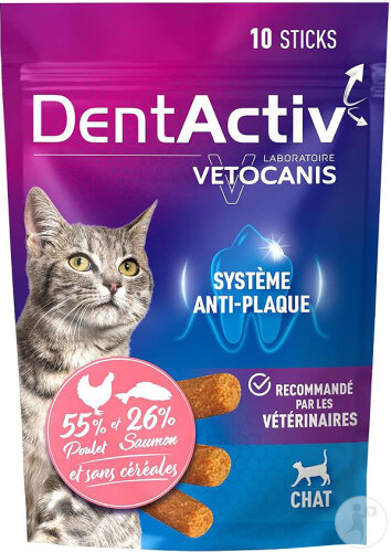 Vetocanis DentActiv Sticks Dentaires Poisson Chat 10 Pièces
