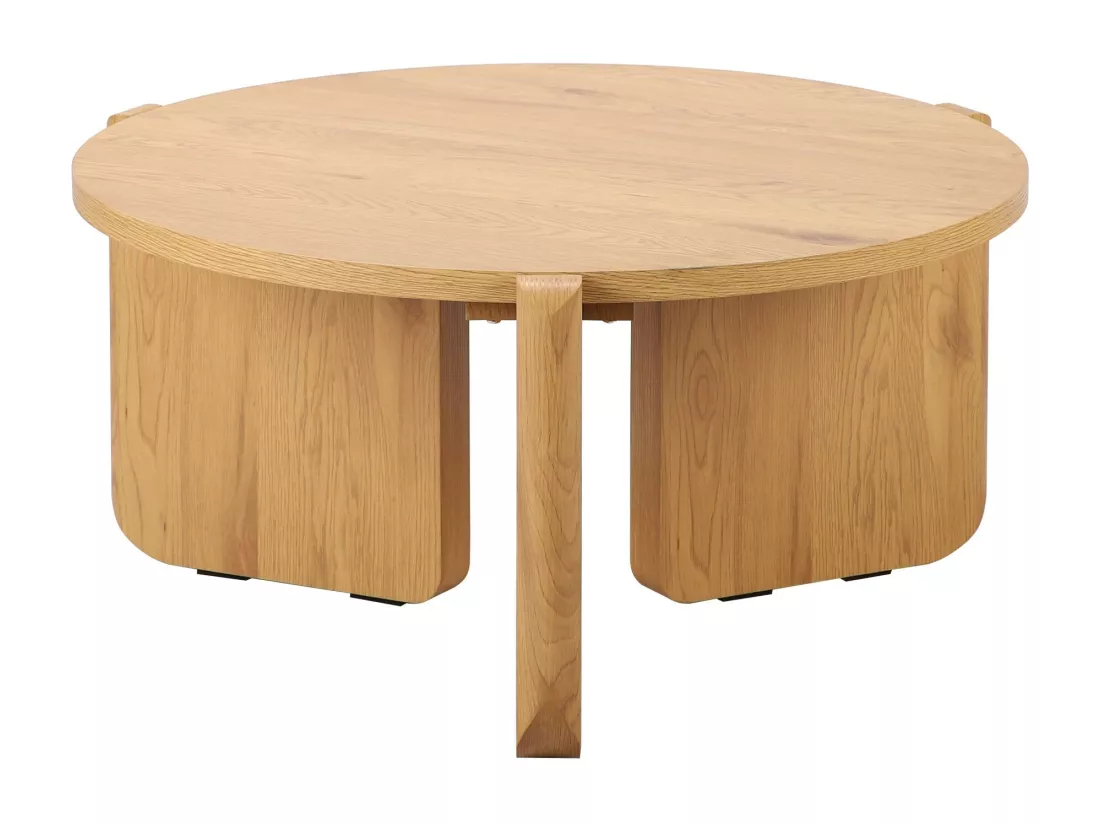 Table basse ronde - 80 cm - couleur chêne naturel - PREFFINES
