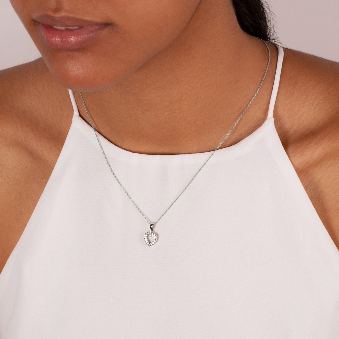 Herzanhänger 750/18 K Weissgold mit Diamanten 0.13 ct H/si