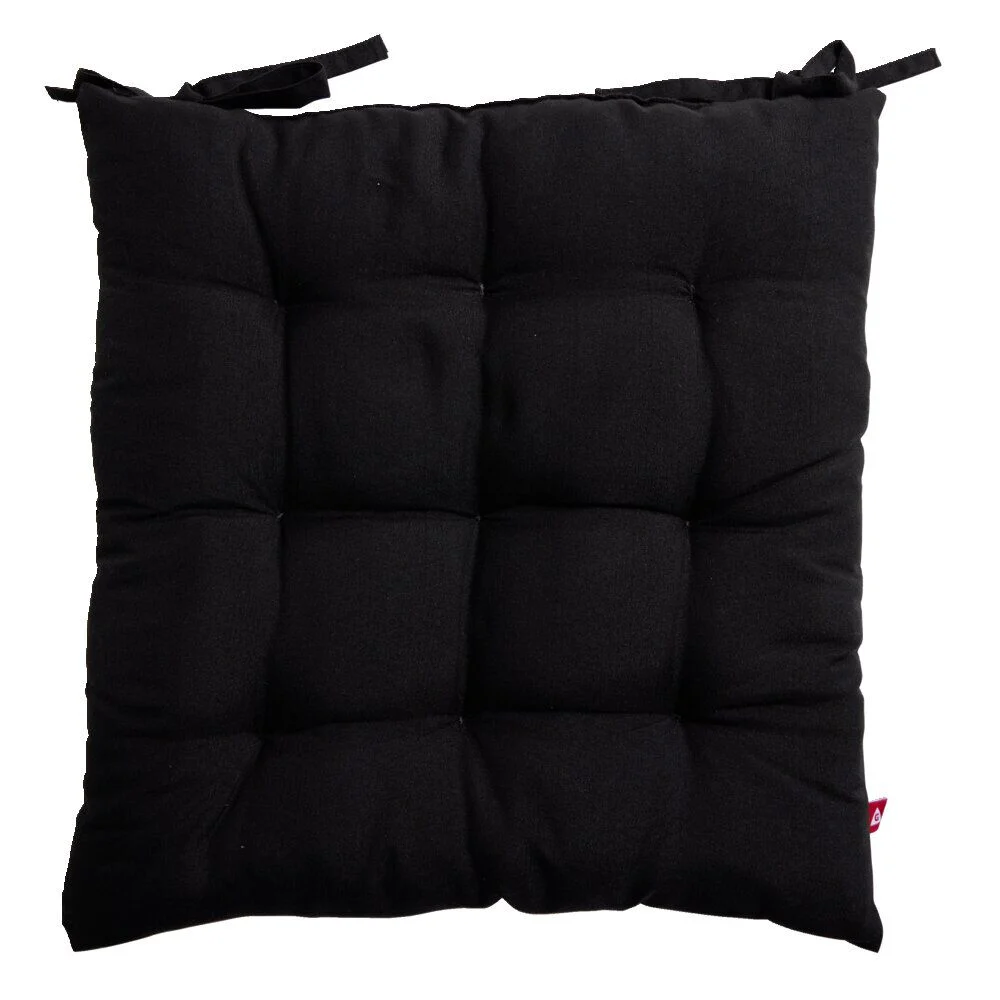 Coussin de chaise noir 40x40cm à nouettes