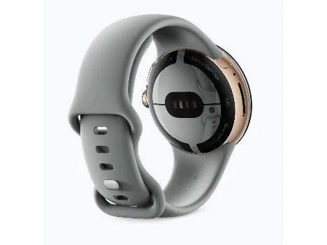 Google Pixel Watch - Champagne-guld - smart ur med bånd - fluoroelastomer - nøddebrun - båndstørrelse: L - 32 GB - Wi-Fi, NFC, Bluetooth - 4G - 36 g