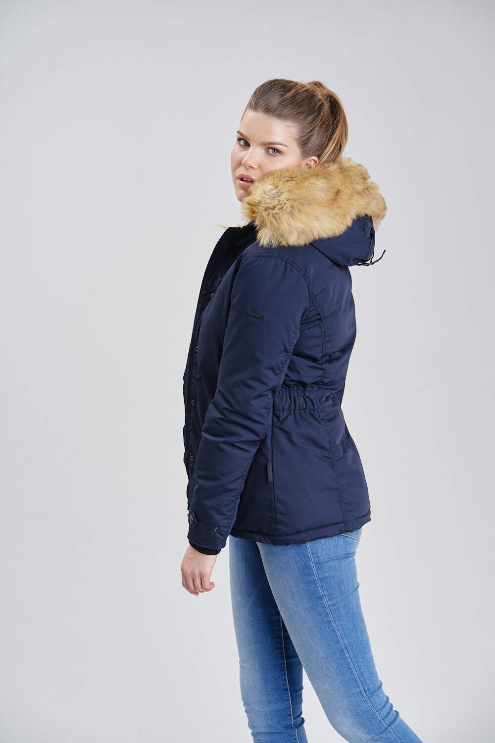 NAVAHOO Damen Warmer Winterjacke Parka mit Kunstfell-Kapuze Laura