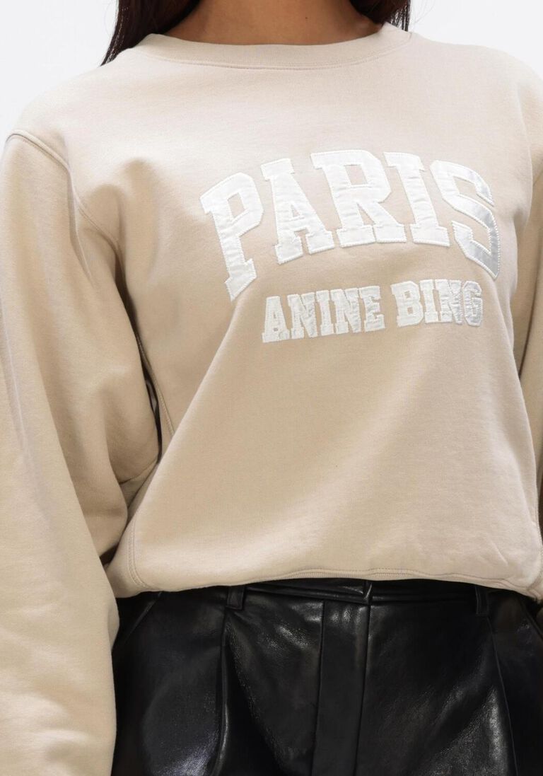 beige anine bing truien/vesten harry shrunken sweatshirt paris beige