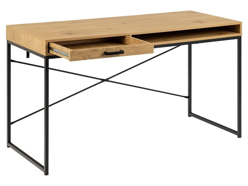 AC Design Tisch Seaford, Schwarz matt / Wildeiche matt Bürotisch im modernen Industriestil