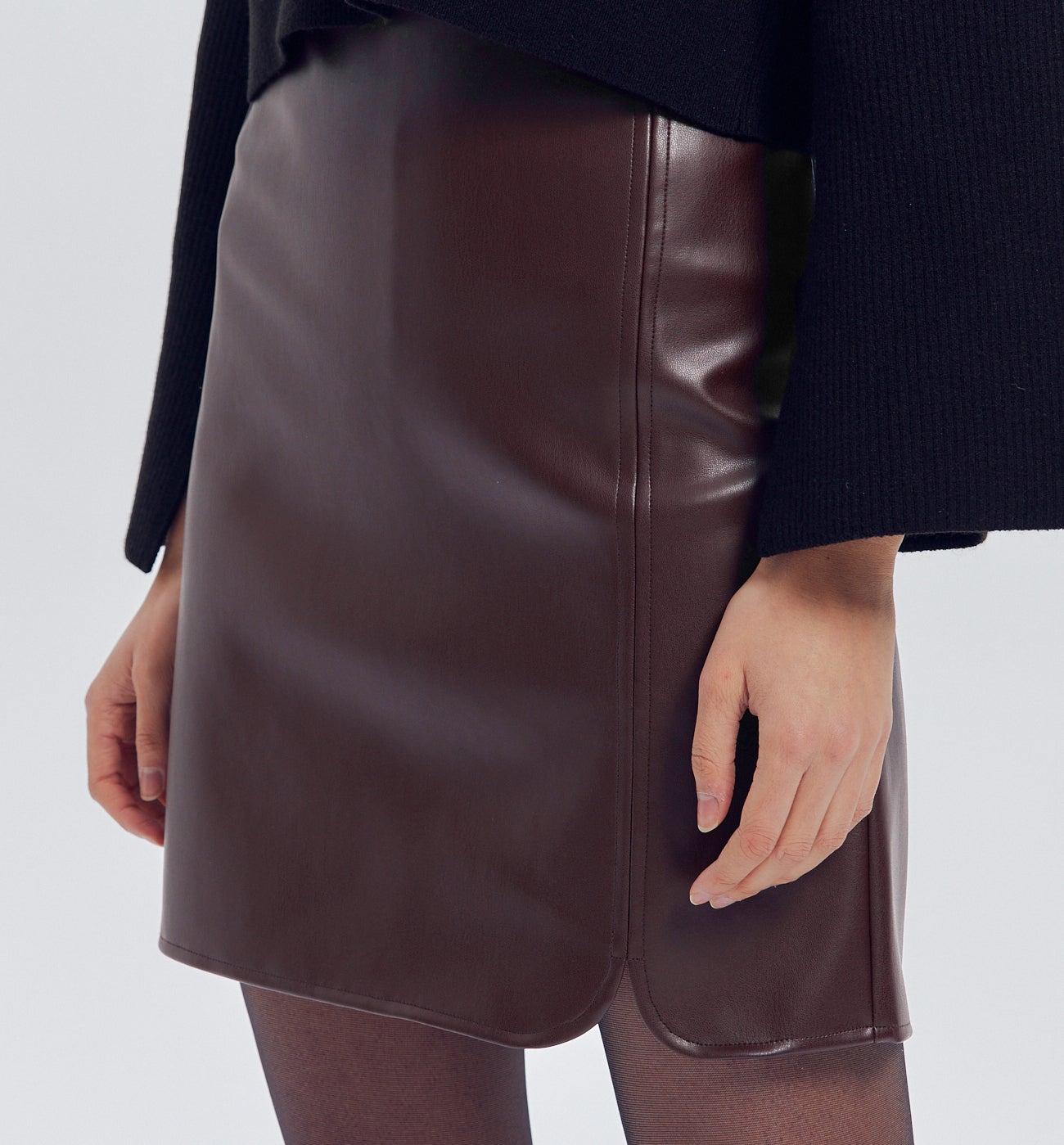 Mini-jupe effet cuir Femme - Bordeaux