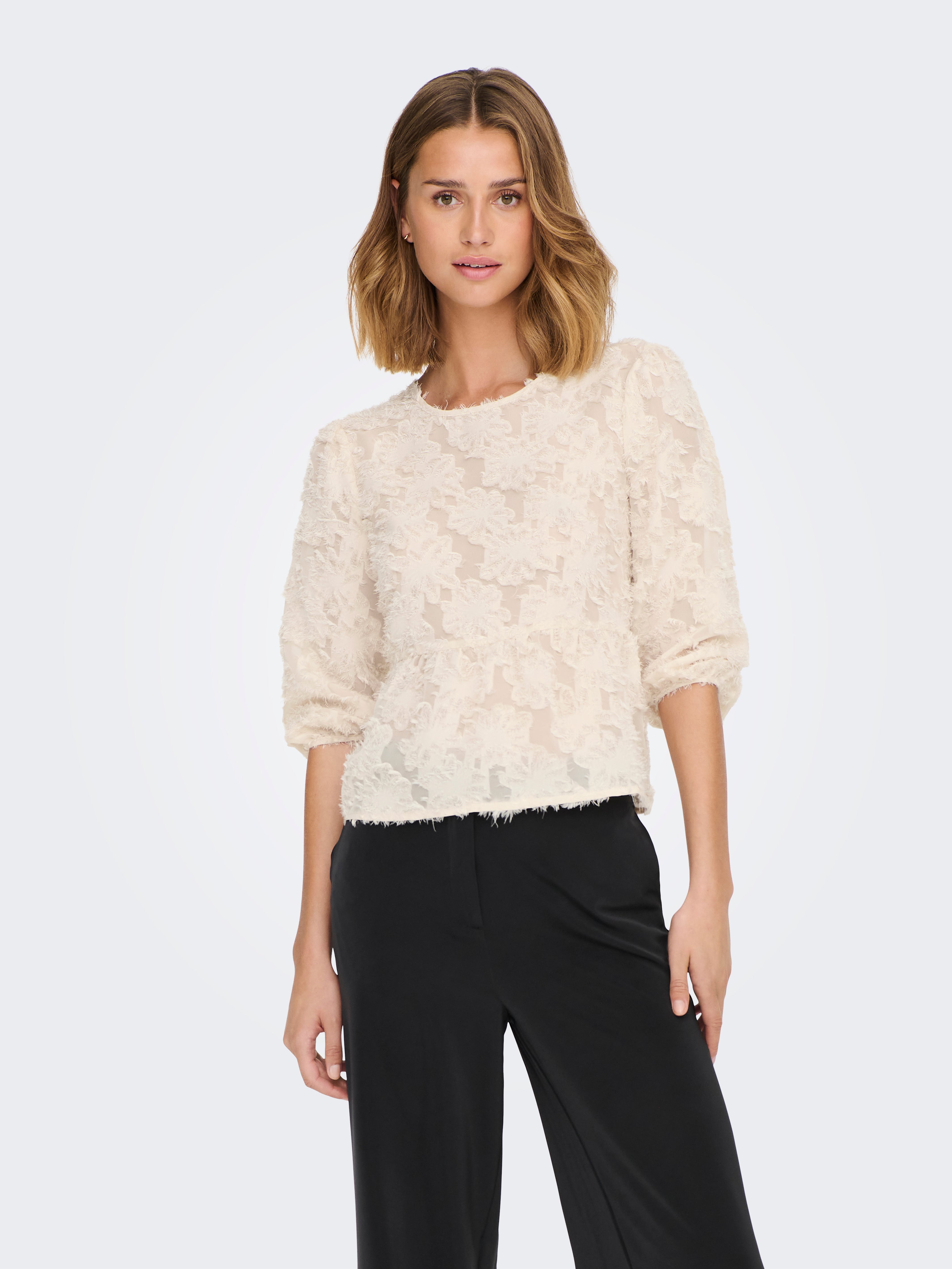 JDYKING Top mit Schößchen Whitecap Gray