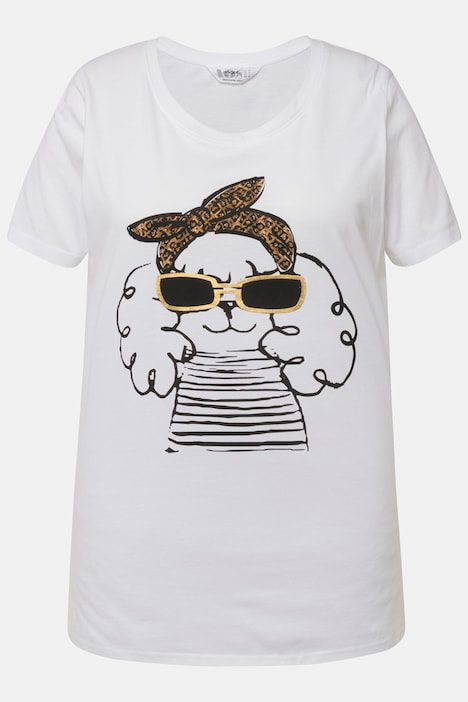 T-Shirt, Lama-Motiv, Rundhals, Halbarm