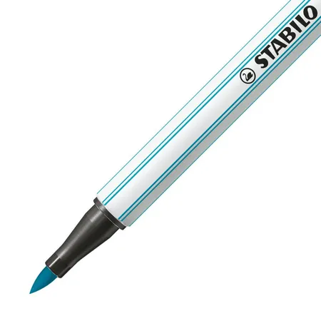 Premium-Filzstift mit Pinselspitze für variable Strichstärken - STABILO Pen 68 brush - Einzelstift - hellblau