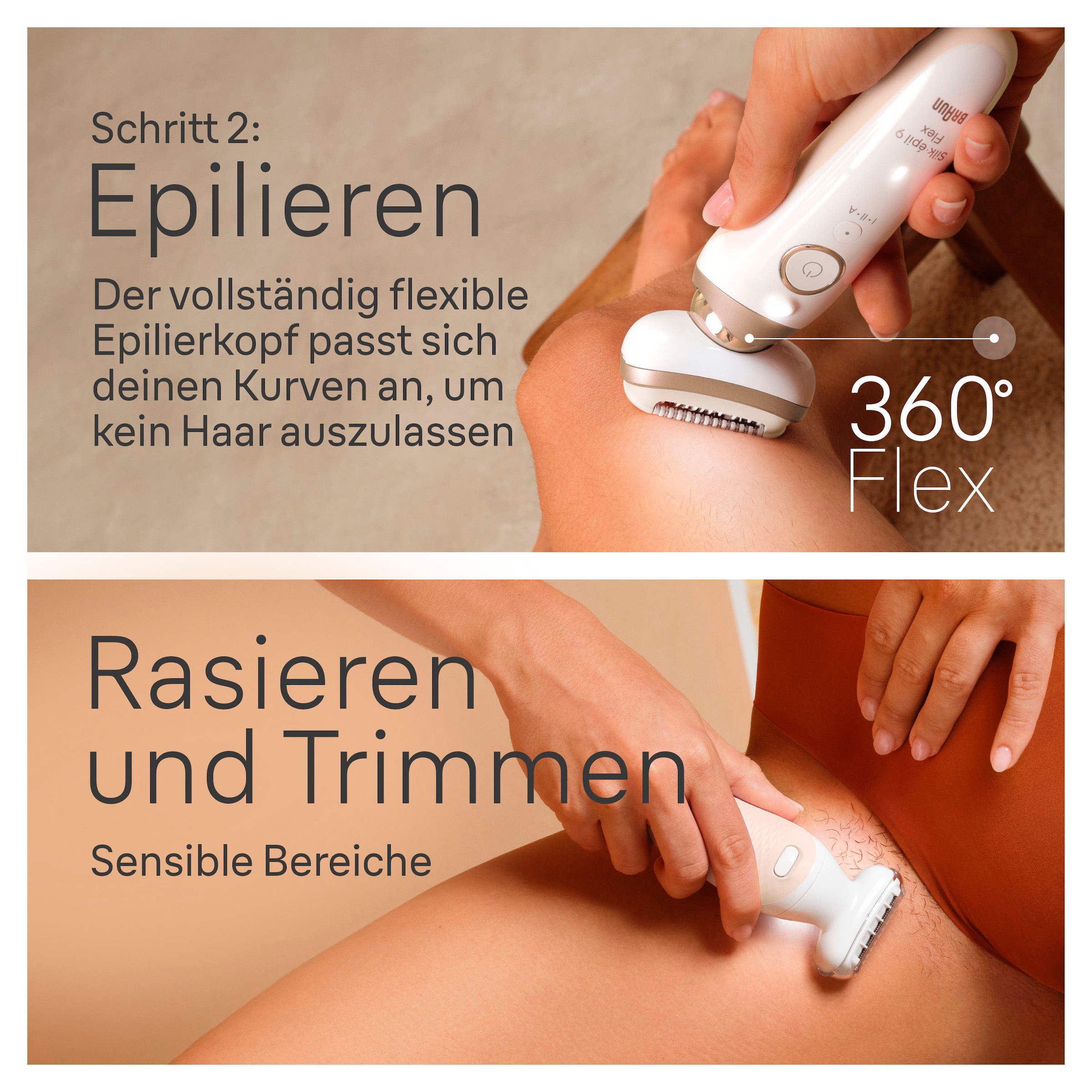 Braun Epilierer »Silk-épil Flex SkinSpa 9 9-681« All-In-One Set, FaceSpa-Epilierer & Mini-Rasierer für das Gesicht