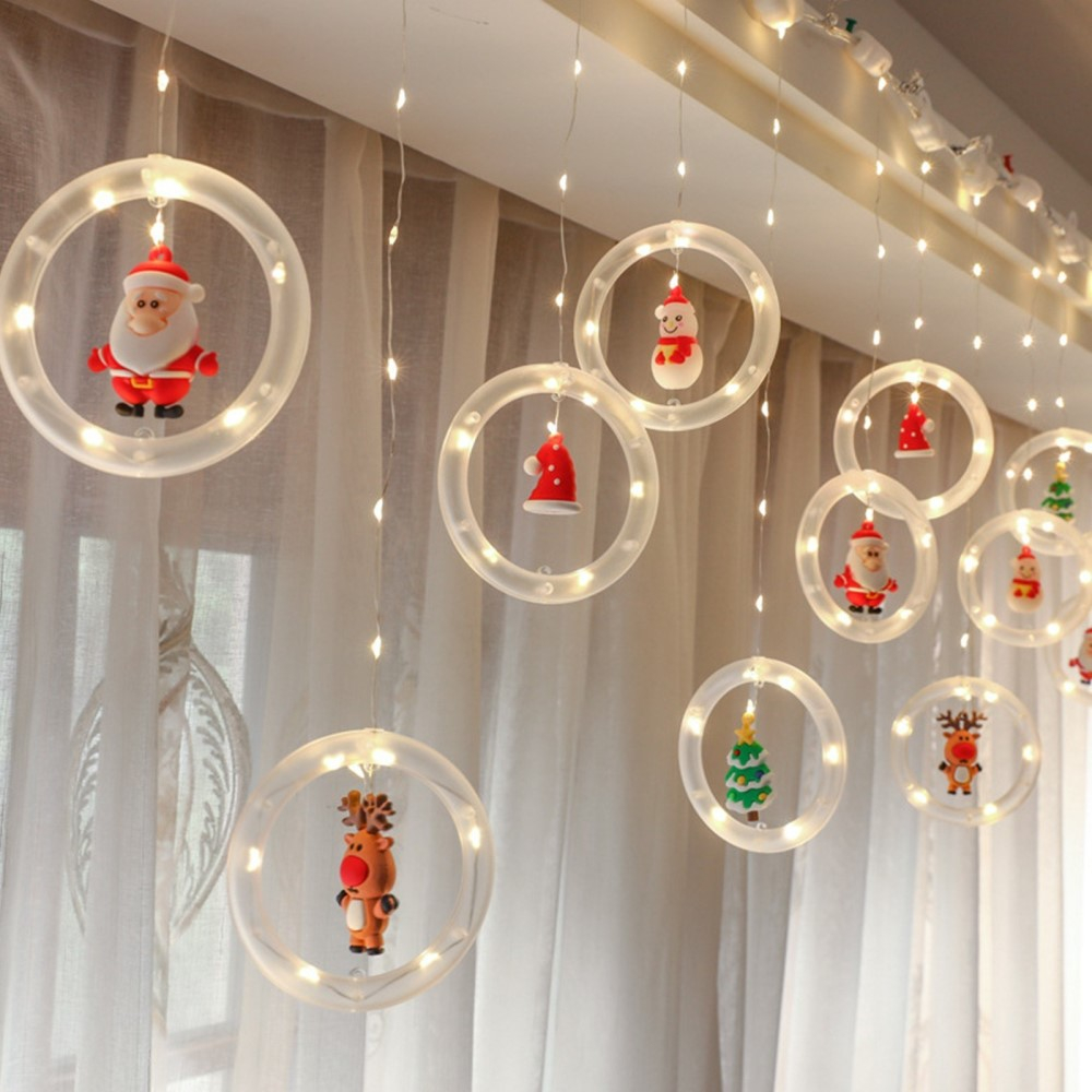 (3m) 110 LED's Weihnachts Deko USB Lichterkette 3D Figuren Vorhang Beleuchtung - Warmweiss