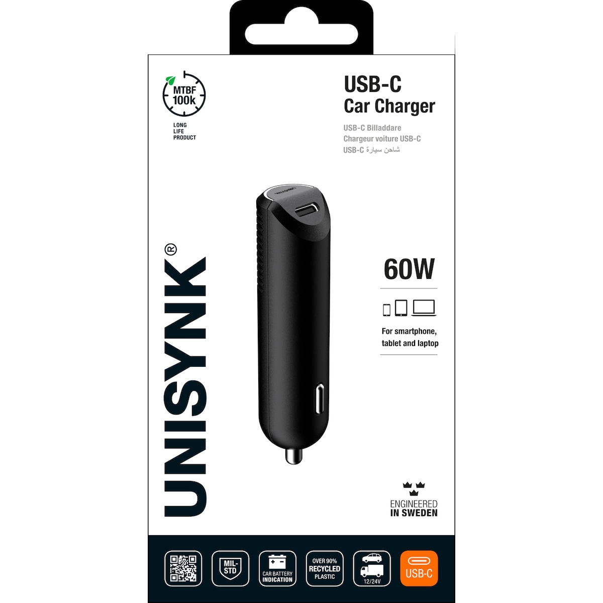 Unisynk 60W USB-C billader (sort)