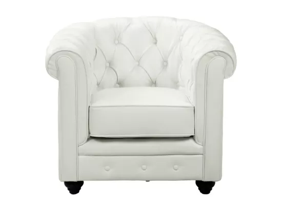 Canapé 3 places et 2 fauteuils CHESTERFIELD - Simili Blanc