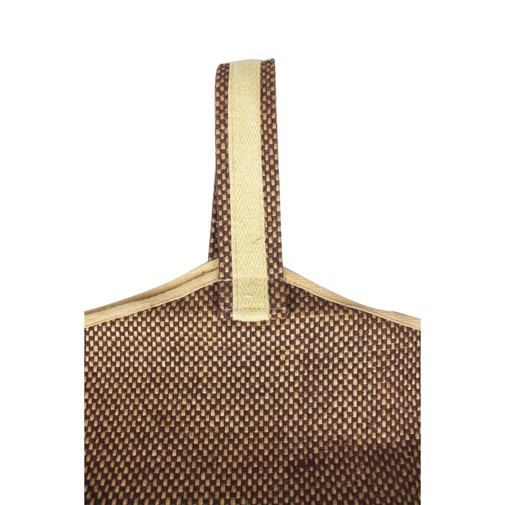 Sac à bûches en jute naturel et brun