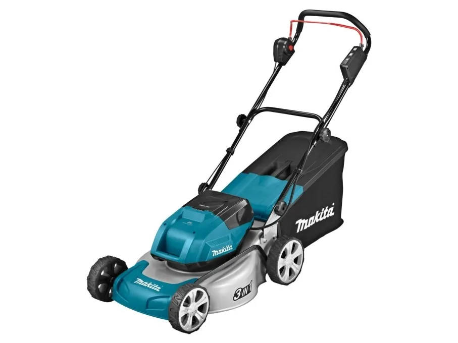Makita Twin DLM460PT2 - Græsslåmaskine - ledningfri - 18 V - 5 Ah - 2 batterier - 2500-3300 opm - 46 cm - 25.3 kg