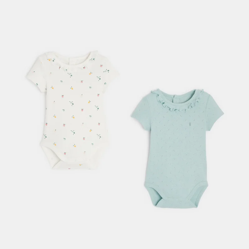 Body coton vert bébé fille (lot de 2) Vert