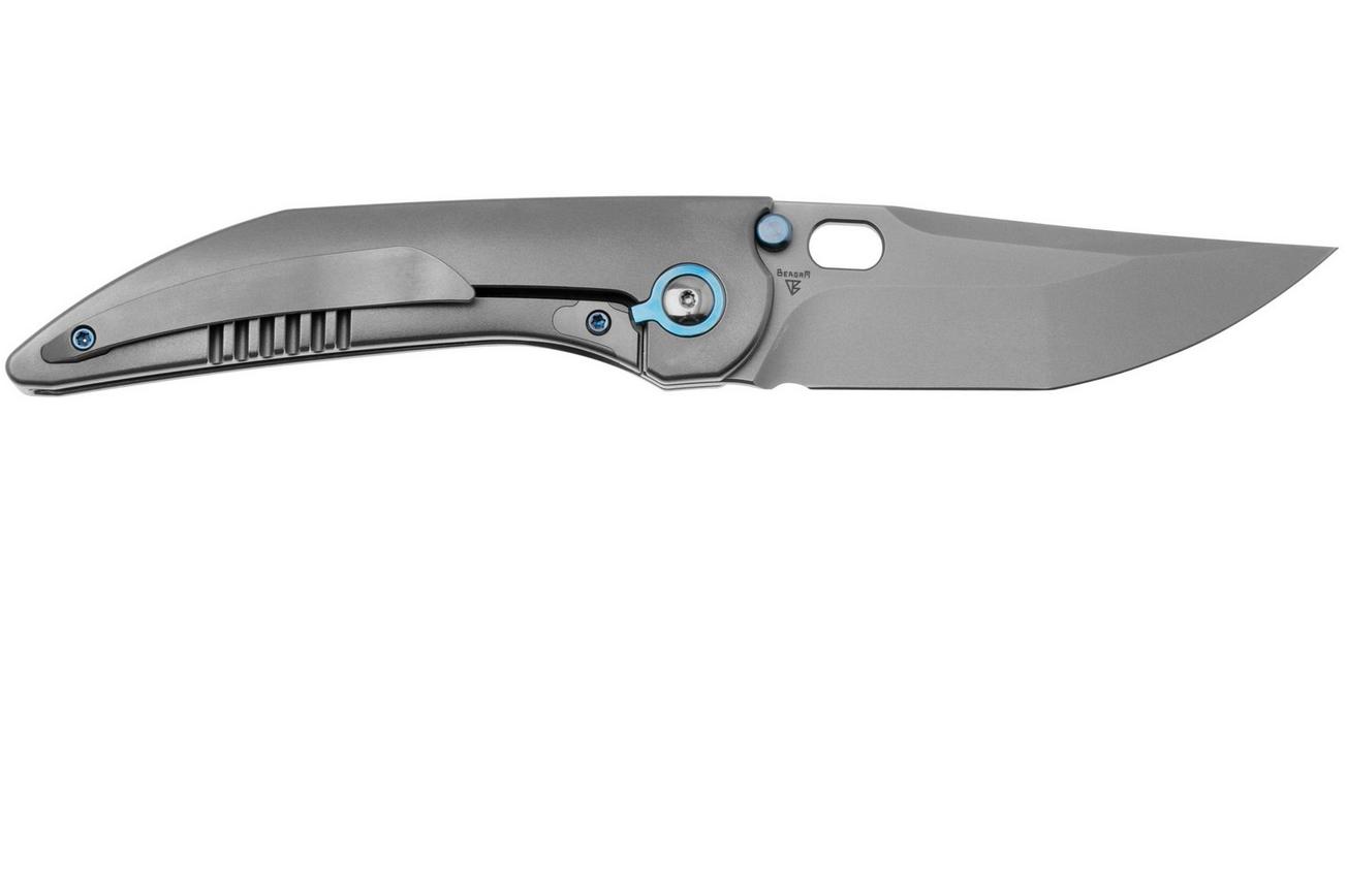 WE Knife Attor WE23037B-2 Polished Bead Blasted CPM 20CV, Polished Bead Blasted Titanium zakmes, Dalibor Bergam design