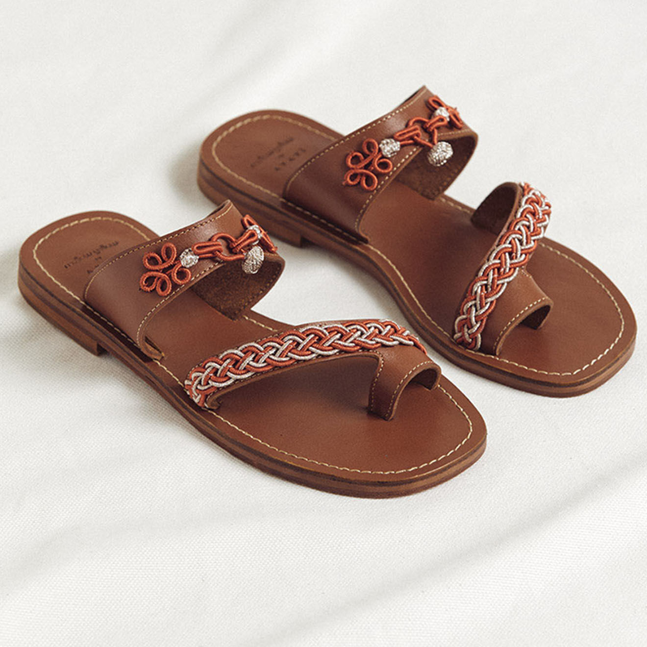 Mellow Yellow Sandales en Cuir Bahaar cognac