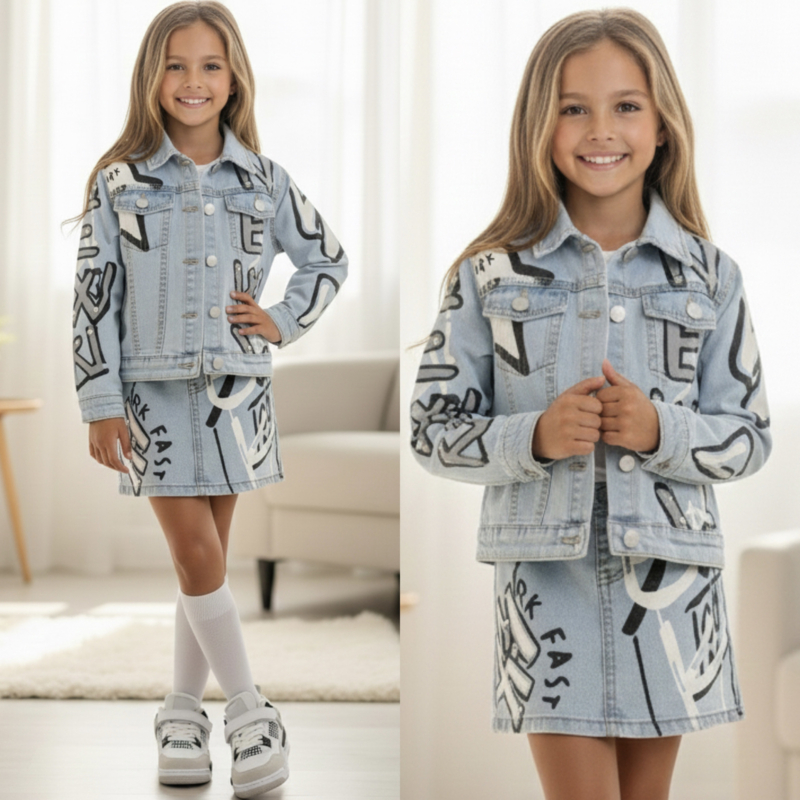Wow denim set - wit