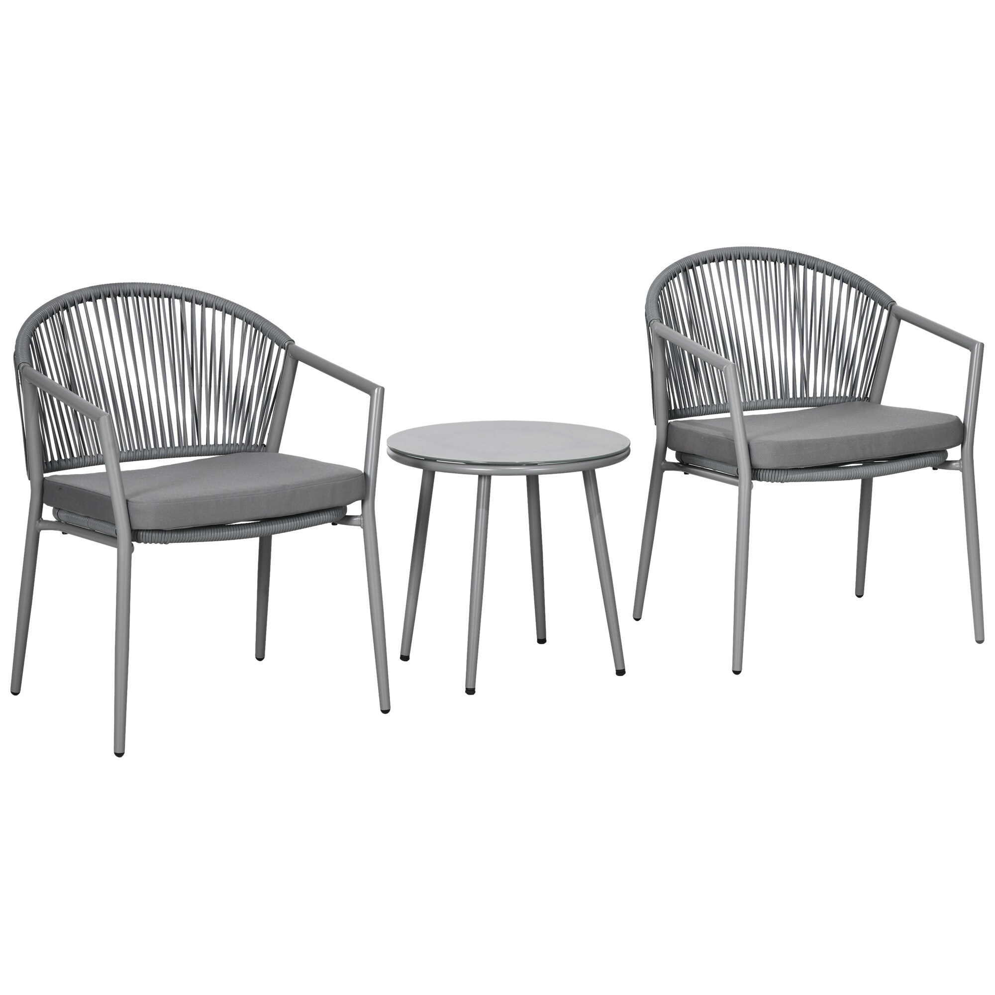 Outsunny Bistroset mit Sitzkissen grau 58L x 62B x 78H cm