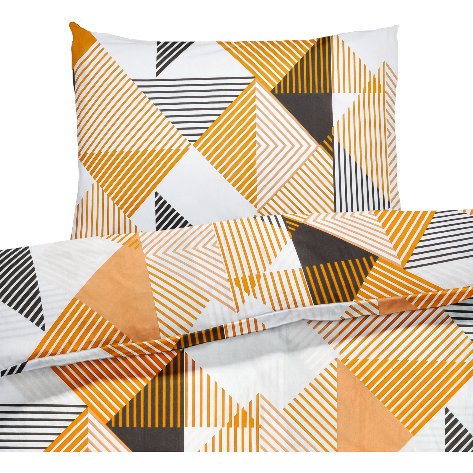 Bettwäsche Renforcé Geometrie beige 160x210 65x100 Bettanzug Nord