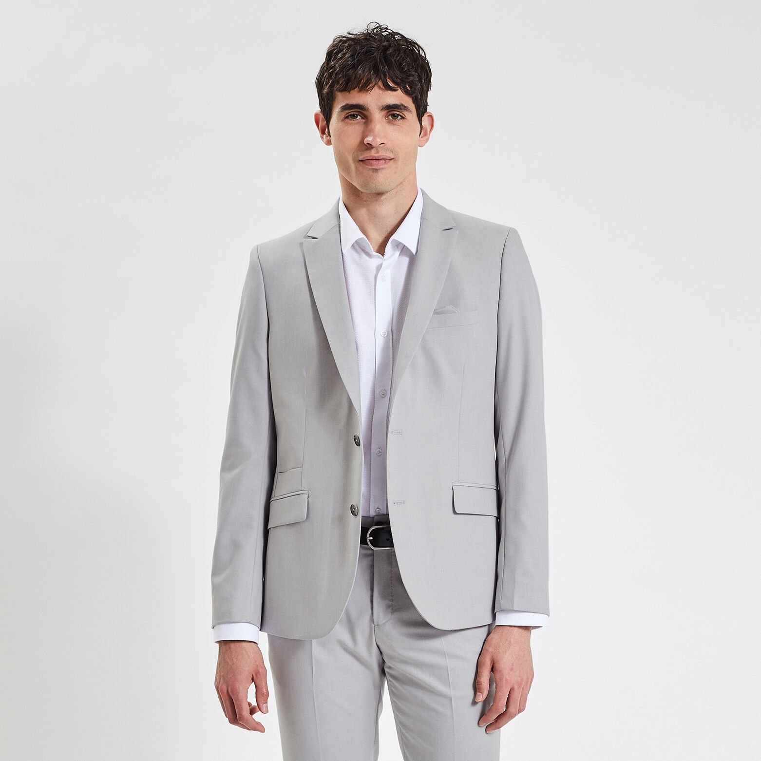 Costume 3 pièces slim bi-ton - Gris clair