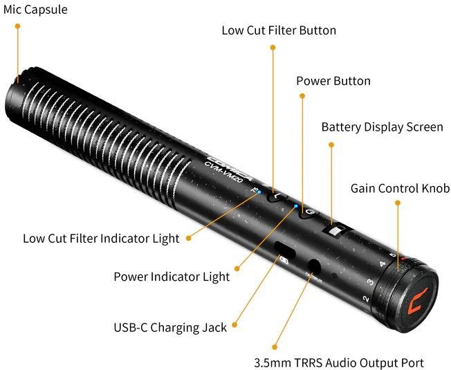 Comica - CVM-VM20 - Shotgun Microfoon - Zwart - 3.5mm Plug