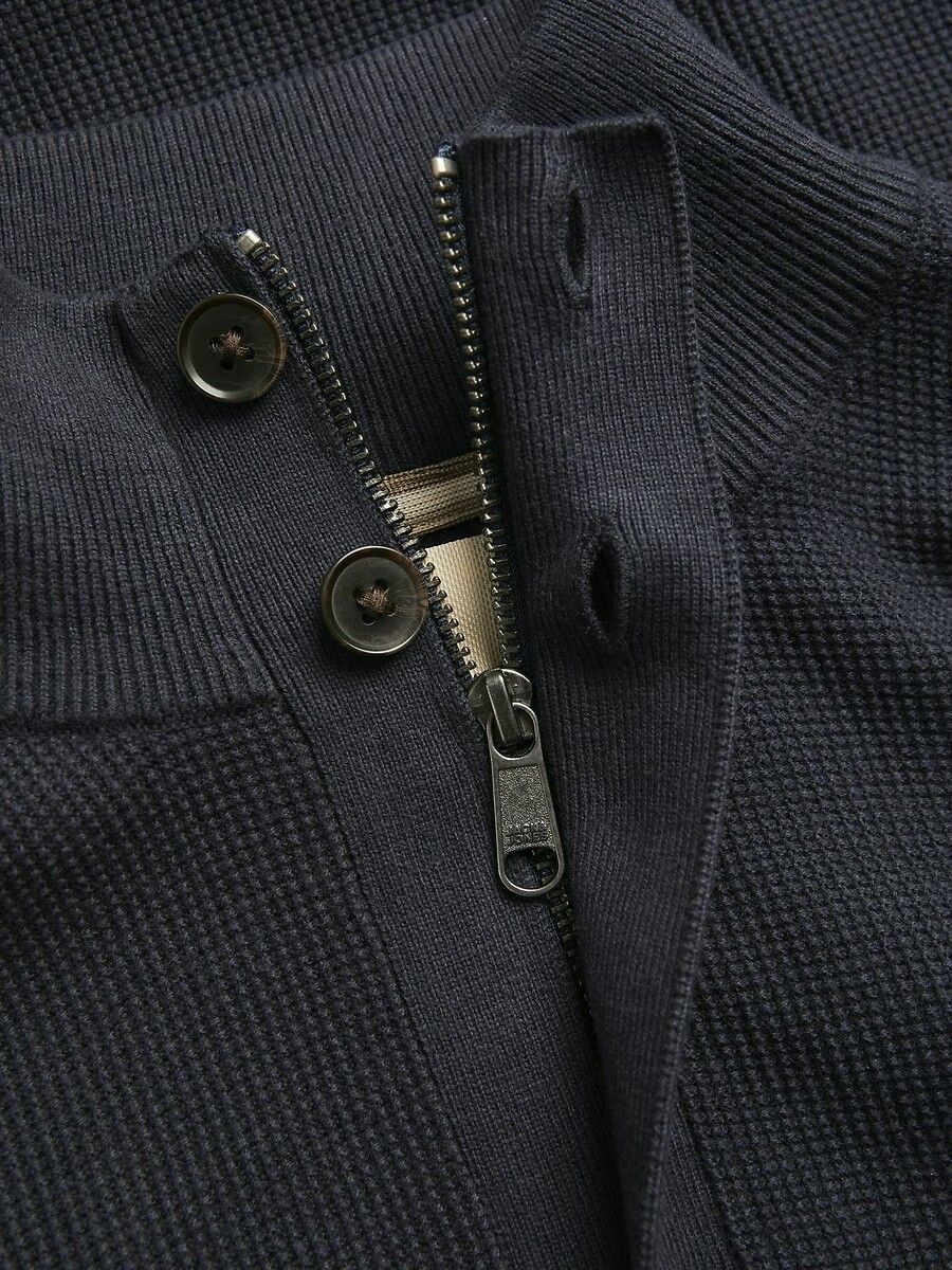JACK & JONES<br>Suéter com gola marinheiro, meio zíper e botões