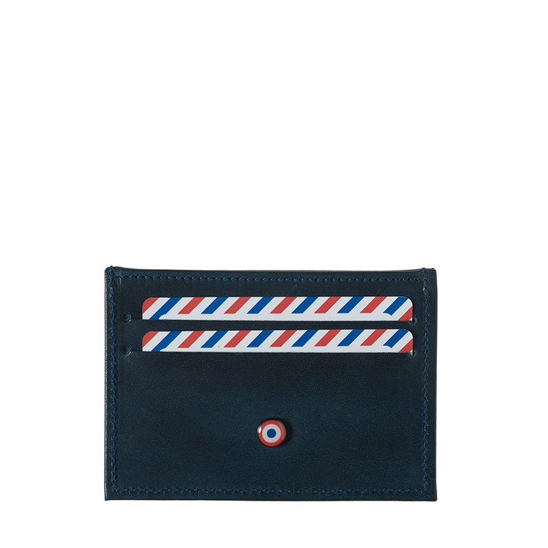 Porte-cartes Georges en cuir végétal Bleu Minéral