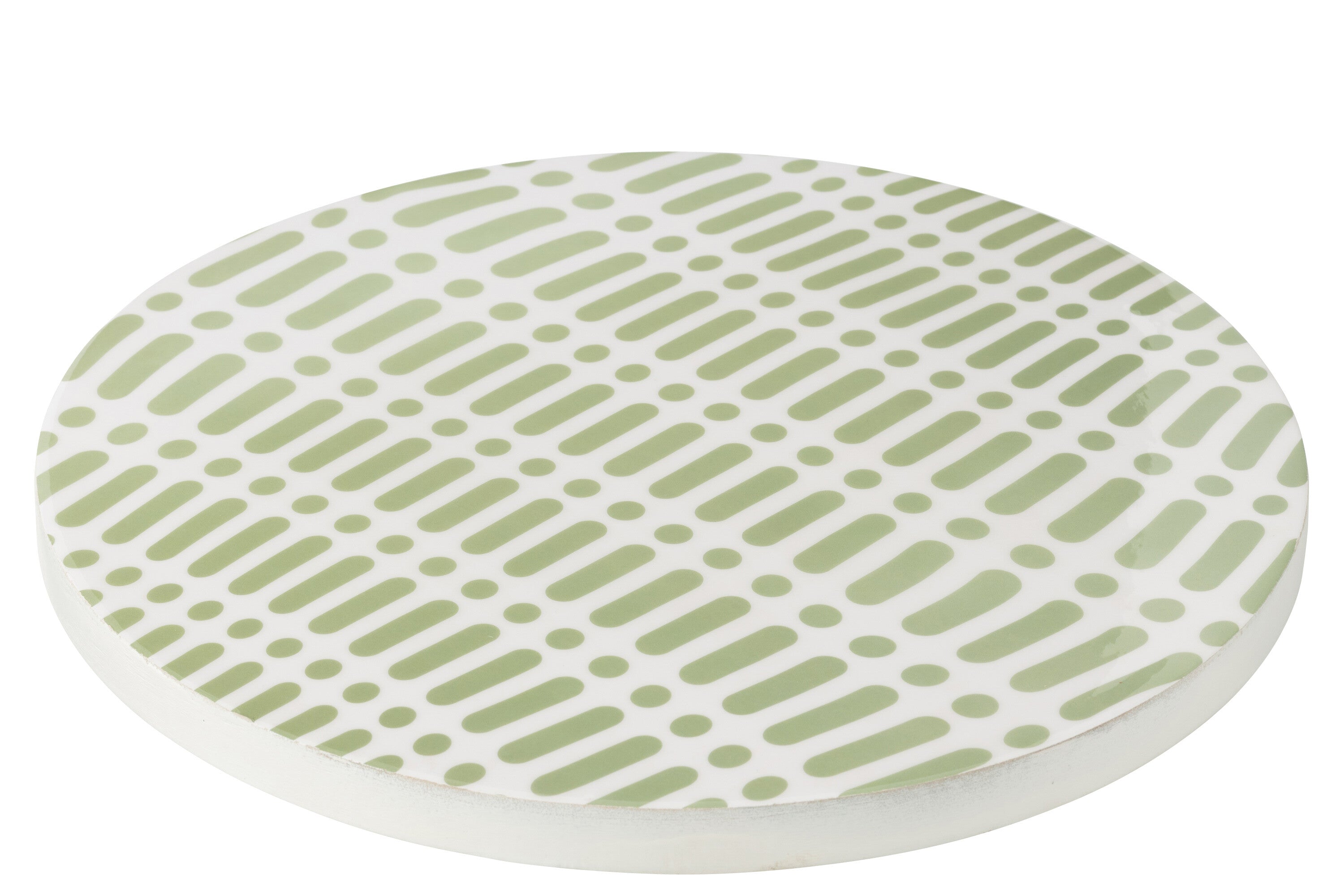 J-Line plateau Draaiend Rund - hout - wit|groen