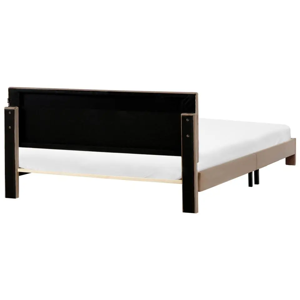 LONZAC - Bed met opbergruimte - Taupe - 180 x 200 cm - Fluweel
