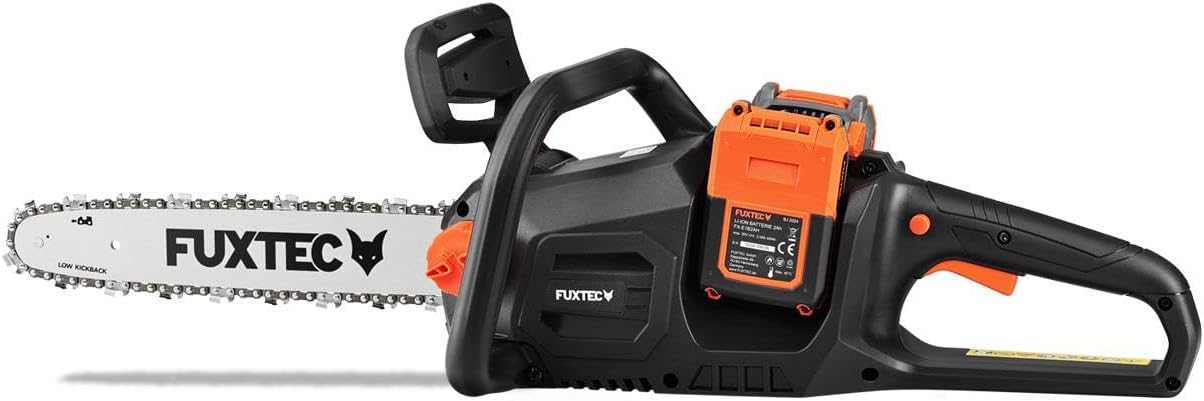 FUXTEC 40V Akku Kettensäge FX-E2KSSET – 14 Zoll Schwertlänge, 2x20Volt, 4,2 Kg leicht mit einer Kettengeschwindigkeit von 15 m/s, Akku& Ladegerät