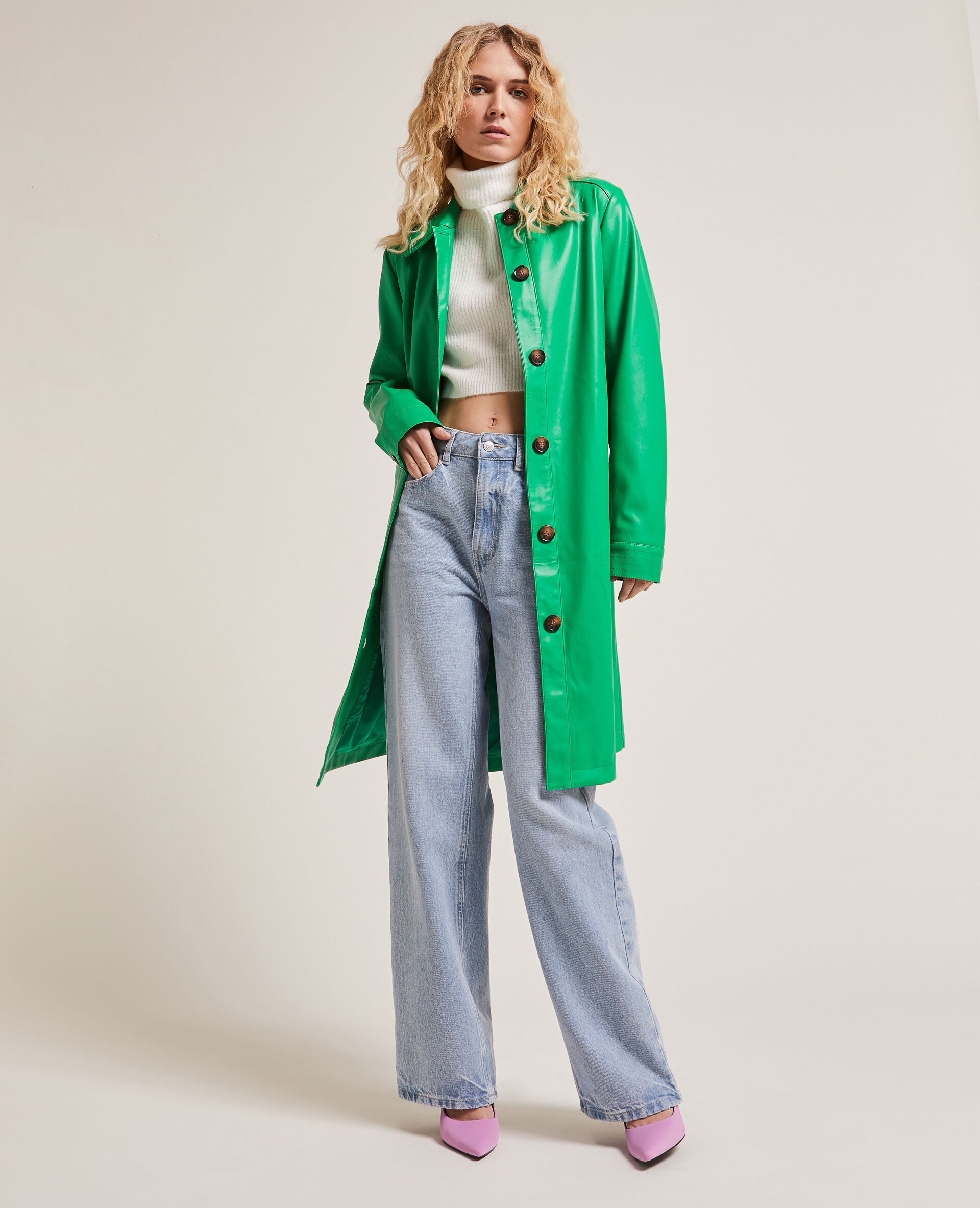 Trench droit en simili - Vert
