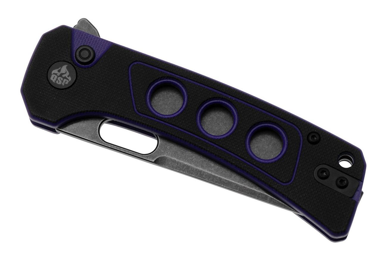 QSP Knife Unicorn QS156-B2 Dark Stonewashed Black Purple G10, zakmes