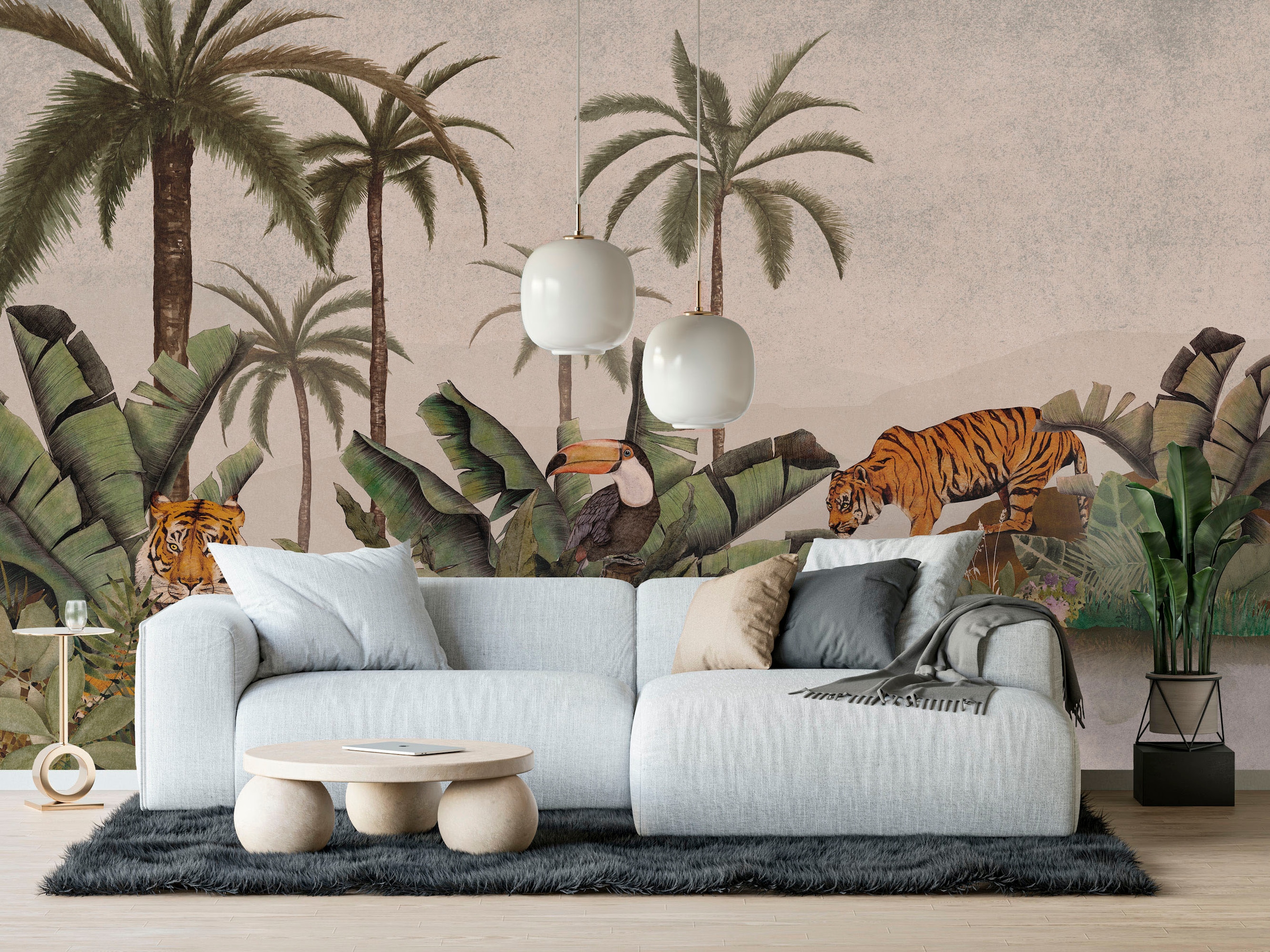 Komar Fototapete »Digitaldruck Vlies -  Tiger Jungle - Grösse 400 x 250 cm« bedruckt glatt Wohnzimmer, Schlafzimmer