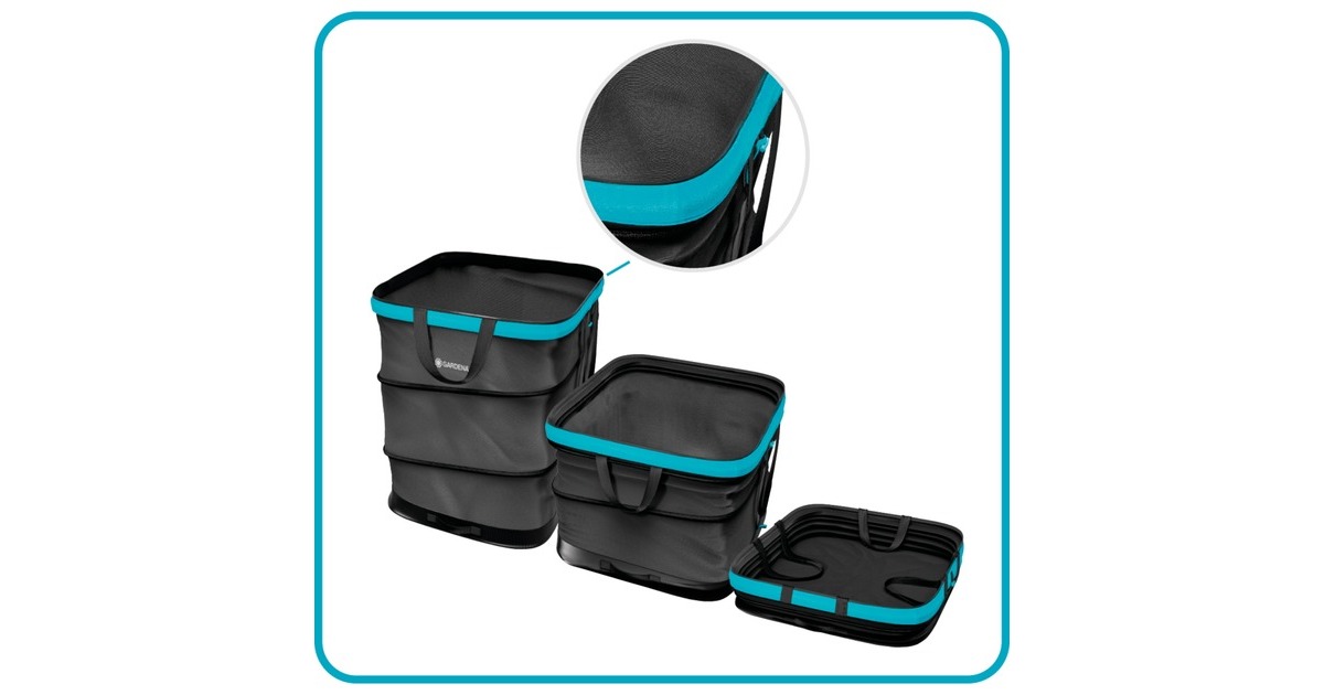 GARDENATuinafvalzak pop-up rechthoekig, maat L  (Zwart/turquoise, Tot 220 liter)