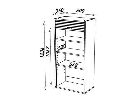Meuble de Cuisine Haut Blanc 3 Tablettes 1 Rideau L 60 H 123.6 P 35 cm