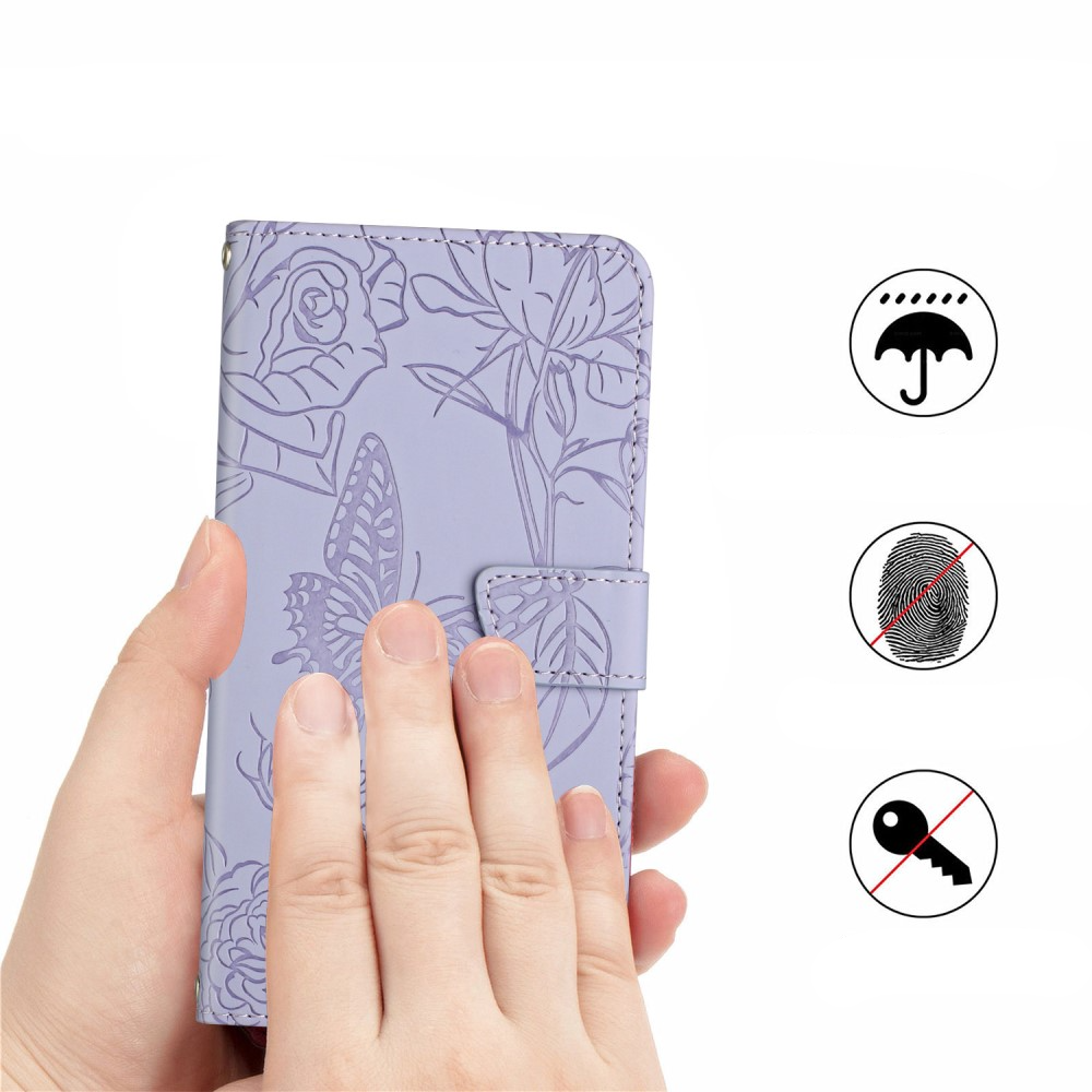 Sony Xperia 10 IV Necklace Leder Tasche Flip Cover Pfingstrosen Imprint - Lila