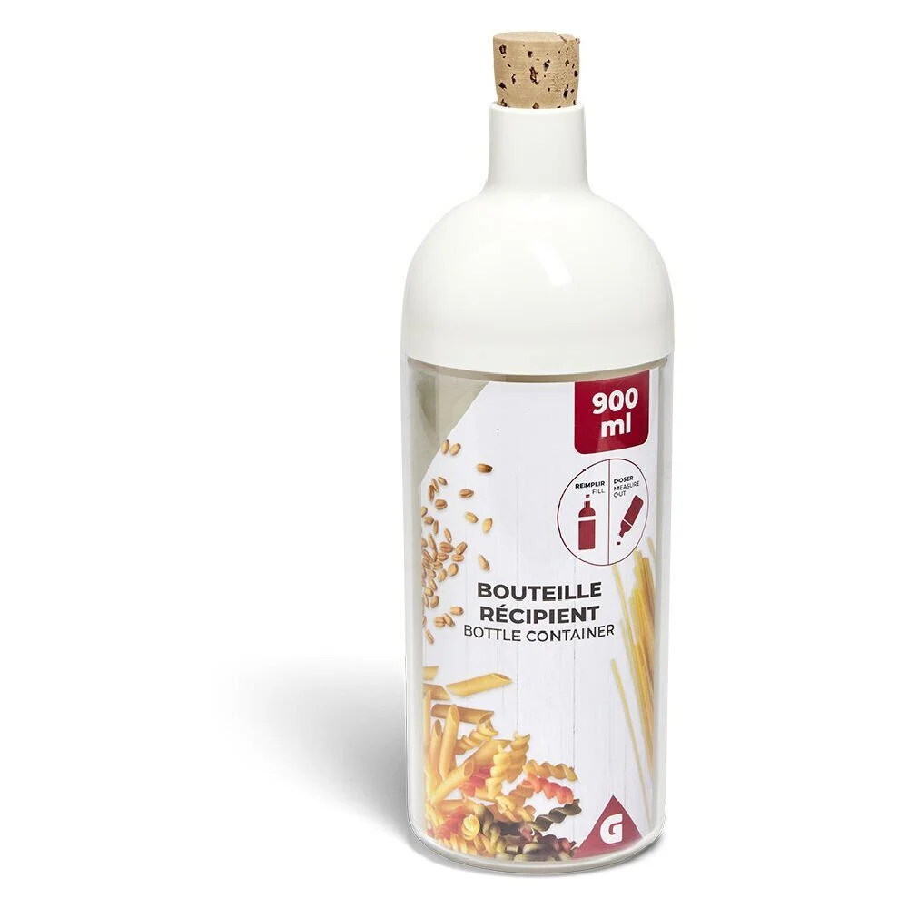 Bouteille récipient 900ml plastique transparent
