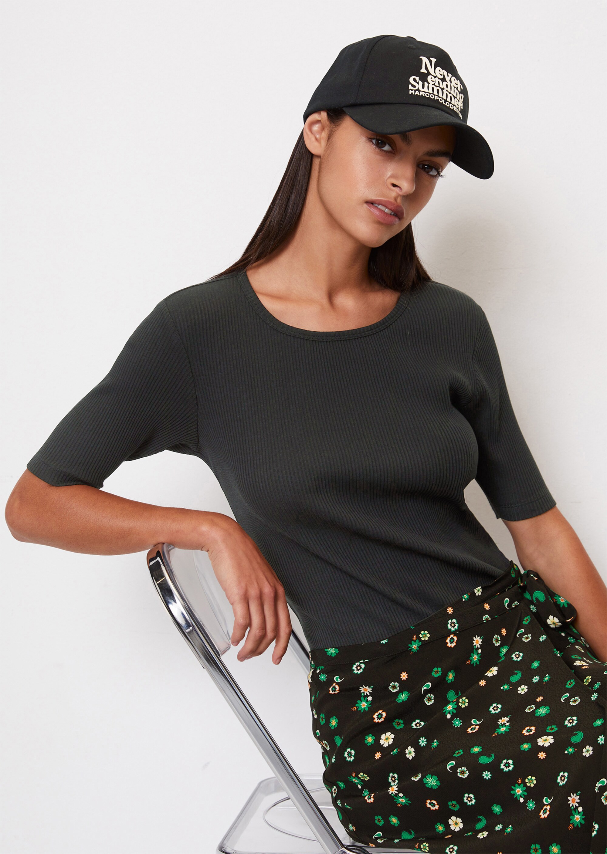 T-Shirt slim aus Ripp-Jersey